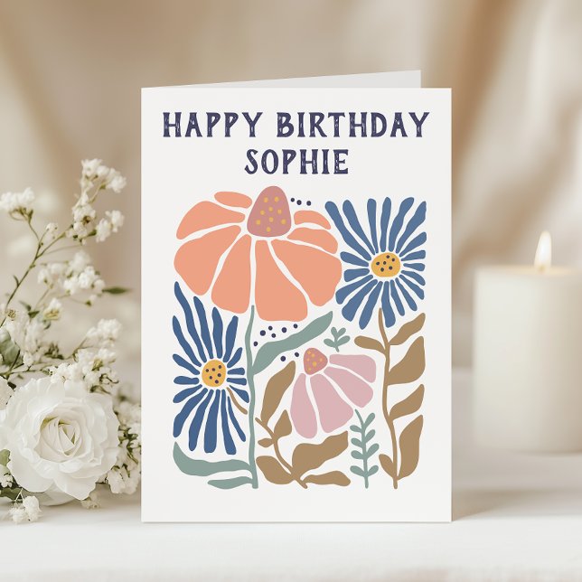 Whimsical Floral Happy Birthday      Card (Creator Uploaded)