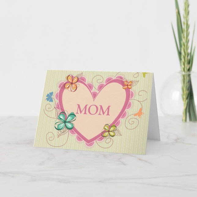 Whimsical floral heart mum mother's day card (Front)