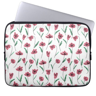 Whimsical Floral Laptop Case - Scribbly Flowers