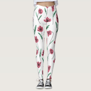 Whimsical Floral Leggings - Scribbly Flowers Pants