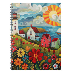 Whimsical Floral Light House Note Book