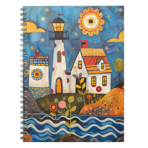 Whimsical Floral Light House Note Book