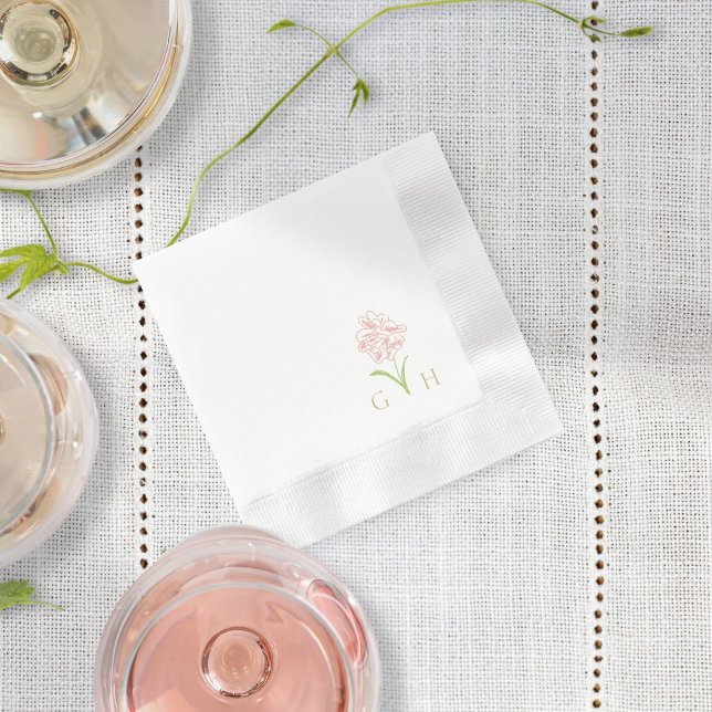 Whimsical Floral Line-drawn Rose Napkins (Creator Uploaded)