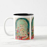 Whimsical Floral Meadow Cat Art
