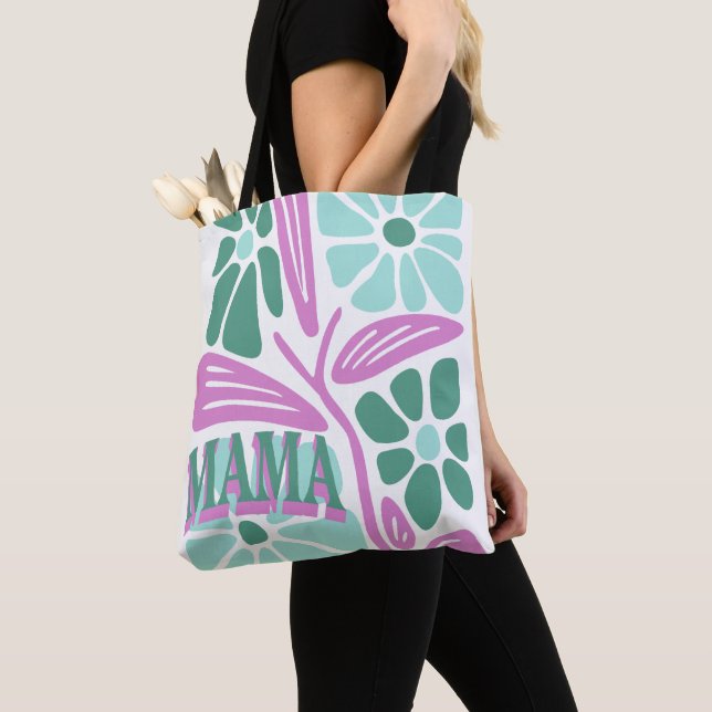 Whimsical Floral Mum  Tote Bag (Close Up)