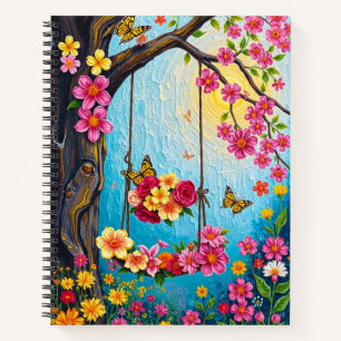 Whimsical Floral Notebook/ Cute flowers Notebook