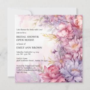 Whimsical Floral Open House Bridal Shower Invitation