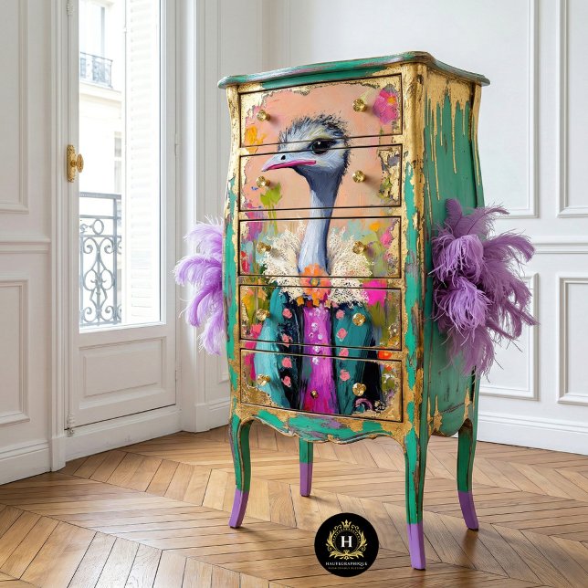 Whimsical Floral Ostrich Decoupage Tissue Paper (Creator Uploaded)