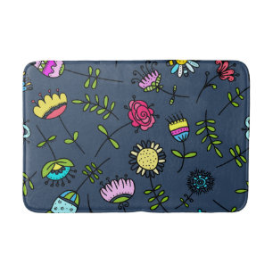 Whimsical Floral Pattern Art Design Bath Mat