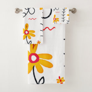Whimsical Floral Pattern Bath Towel Set