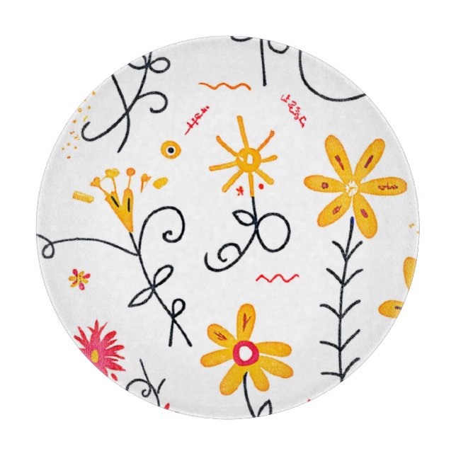 Whimsical Floral Pattern Cutting Board (Front)