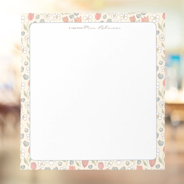 Whimsical Floral Personalised Teacher Notepad (Personalized Notepad for Teachers)