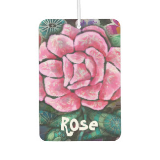 Whimsical Floral Pink Rose Art Nouveau Botanical Car Air Freshener