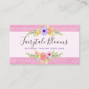 Whimsical Floral Roses & Rustic Pink Wood Girly Business Card