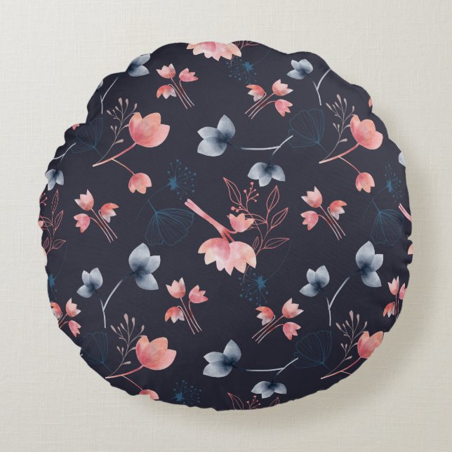 Whimsical Floral  Round Cushion (Front)