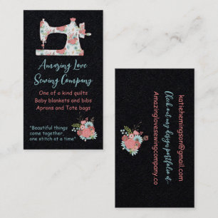Whimsical Floral Sewing Machine Business Car Card