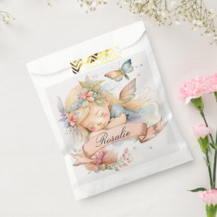 Whimsical Floral Sweet Dreams Sleeping Fairy Girl Favour Bags