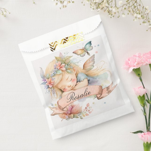 Whimsical Floral Sweet Dreams Sleeping Fairy Girl Favour Bags (Sealed)