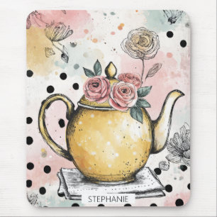 Whimsical Floral Teapot – Cozy Cottagecore Mouse Mat