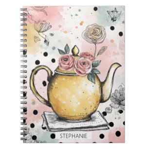 Whimsical Floral Teapot – Cozy Cottagecore Notebook