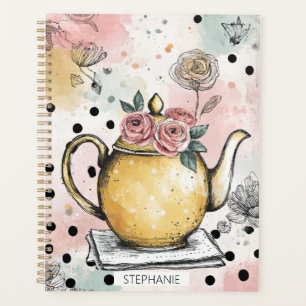 Whimsical Floral Teapot – Cozy Cottagecore Planner