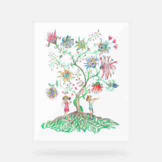 Whimsical Floral Tree Acrylic Sign