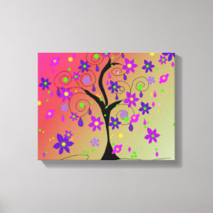 Whimsical Floral Tree Canvas Print