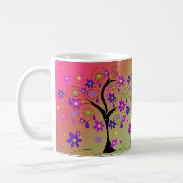 Whimsical Floral Tree Coffee Mug (Left)