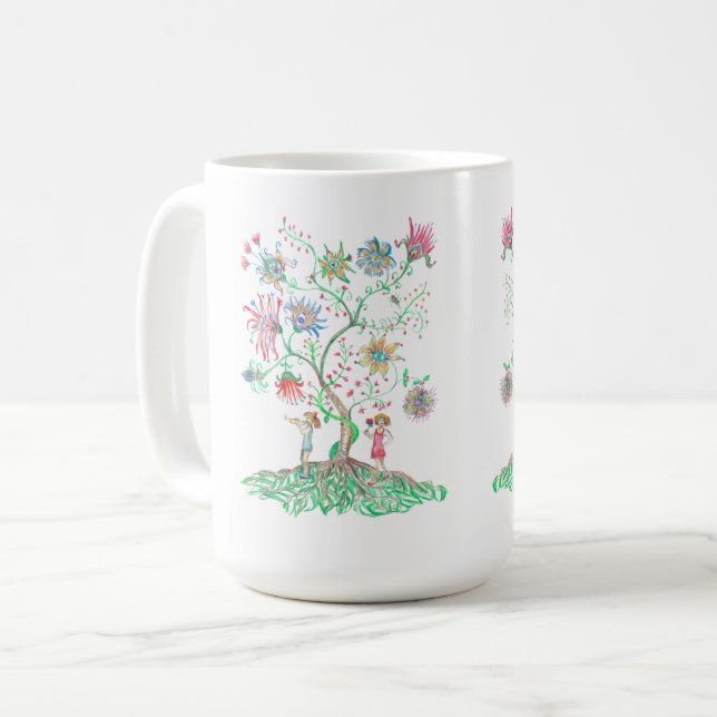 Whimsical Floral Tree  Coffee Mug (Front Left)
