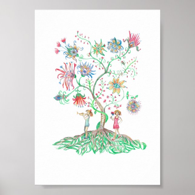 Whimsical Floral Tree  Poster (Front)