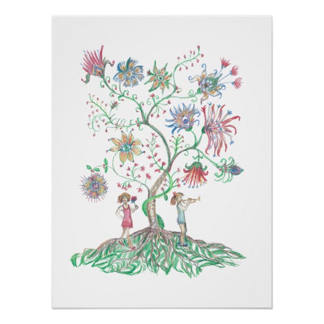 Whimsical Floral Tree  Poster (Front)
