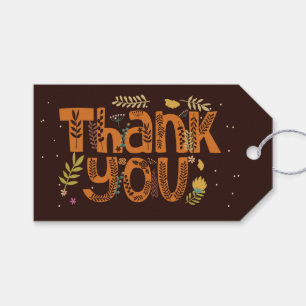 Whimsical Floral Typography Thank You I Gift Tags