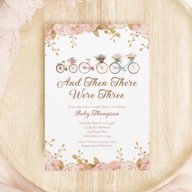 Whimsical Floral Vintage Bike Baby Shower Invitation (Creator Uploaded)