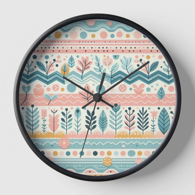 Whimsical Floral Wall Clock (Front)