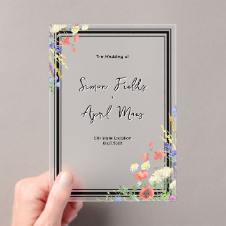Whimsical Floral watercolor Wedding Acrylic Invitations