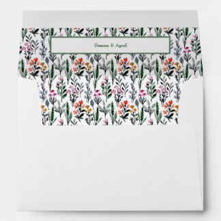 Whimsical Floral Watercolor Wedding Envelope