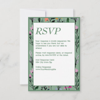 Whimsical Floral Watercolor Wedding RSVP Card