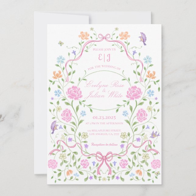Whimsical Floral Wedding Invitation (Front)