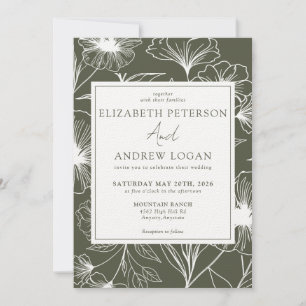 Whimsical Floral Wedding Invitation