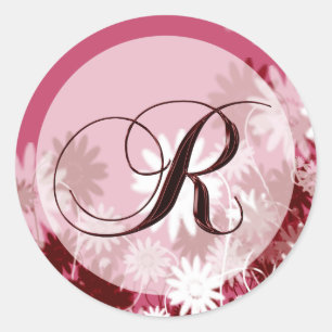 Whimsical Floral Wedding Monogram R Envelope Seal