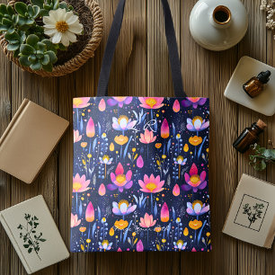 Whimsical Floral Wellness Tote Bag