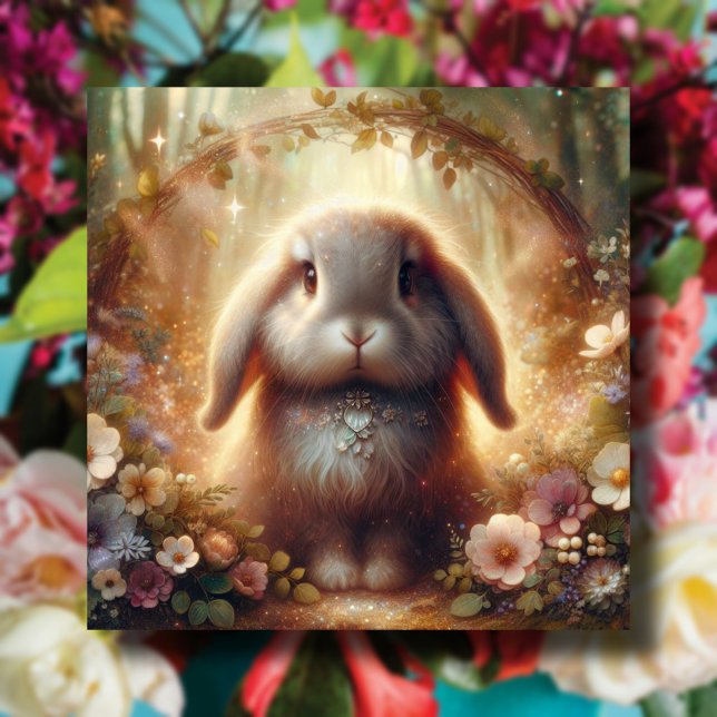 Whimsical Floral Woodland Easter Bunny  Holiday Card (Creator Uploaded)