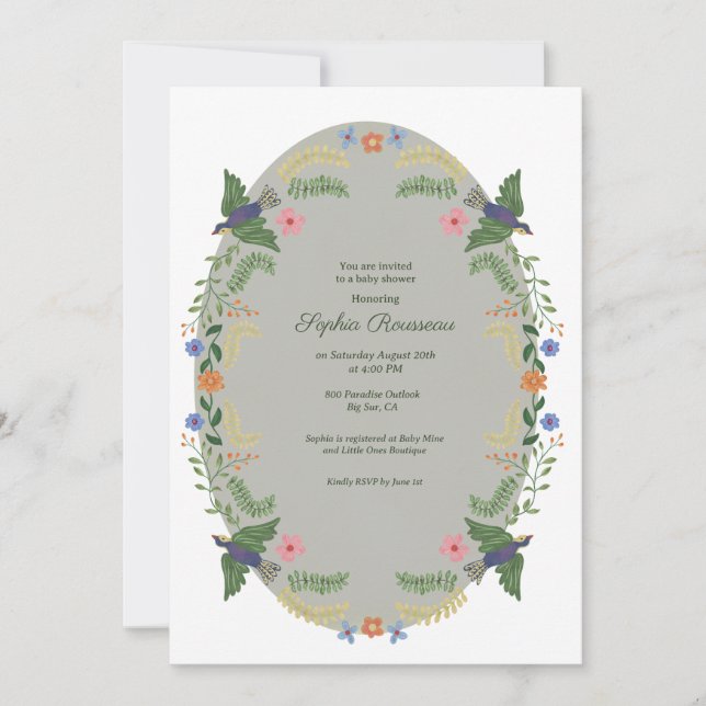 Whimsical Floral Wreath Baby Shower Invitation (Front)