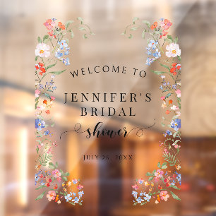 Whimsical Floral Wreath Bridal Shower Welcome Window Cling