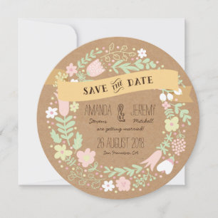 Whimsical Floral Wreath Save the Date Photo