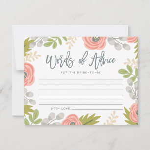 Whimsical Florals Bridal Shower Advice Card