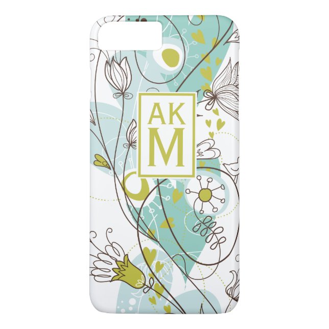 Whimsical Florals Monogram iPhone 7 Plus Case (Back)
