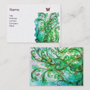 WHIMSICAL FLOURISHES bright blue green pearl Business Card
