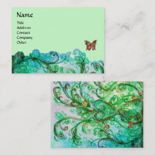 WHIMSICAL FLOURISHES bright green blue Business Card