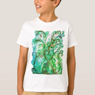 WHIMSICAL FLOURISHES bright green blue yellow T-Shirt